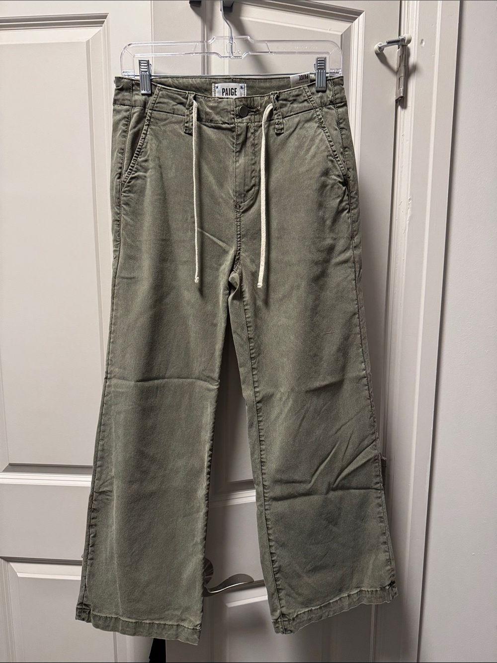 PAIGE Olive Green Drawstring Wide-Leg Pants size 26